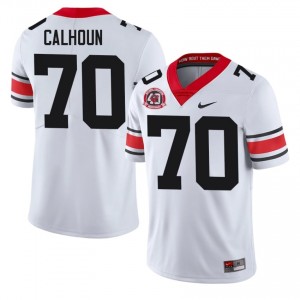 White #70 Daniel Calhoun Men Stitched 1980 National Champions 40th Anniversary Jersey | Georgia Bulldogs Pro Cut High School Football Edition 93409109