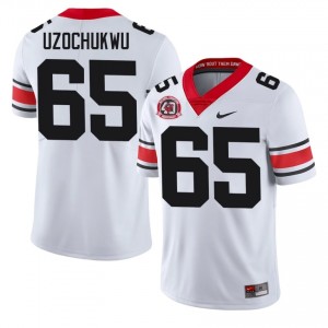 White #65 Dennis Uzochukwu Men Embroidery 1980 National Champions 40th Anniversary Jersey | Georgia Pro-Grade High School Football Edition 80116868
