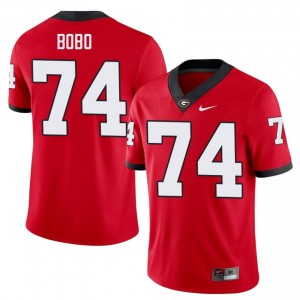 Red #74 Drew Bobo Men Stitch Jersey | UGA Bulldogs Classic College Football Edition 55182858