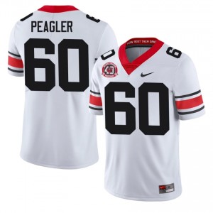 White #60 Henry Peagler Men Embroidery 1980 National Champions 40th Anniversary Jersey | Georgia Bulldogs Genuine High School Football Edition 81217033