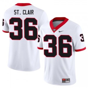 Jackson St. Clair #36 White Men Stitched Jersey | Pro Cut Georgia Bulldogs NCAA Football Gear 97630962