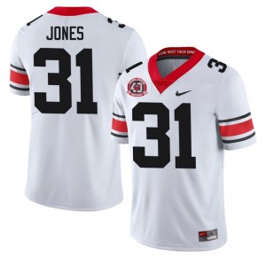 White #31 Kyron Jones Men Embroidery 1980 National Champions 40th Anniversary Jersey | UGA Authentic High School Football Edition 23945001