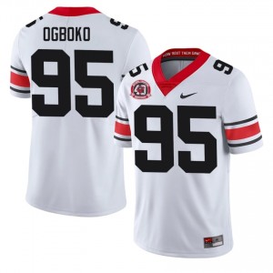White #95 Nnamdi Ogboko Men Embroidery 1980 National Champions 40th Anniversary Jersey | Dawgs Authentic High School Football Edition 66578979