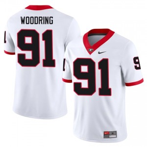 Peyton Woodring #91 White Men Embroidery Jersey | Pro Cut UGA Bulldogs NCAA Football Gear 28977107