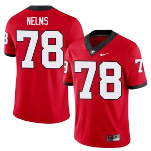 Red #78 Tate Nelms Men Embroidery Jersey | UGA Bulldogs Elite College Football Edition 32851438