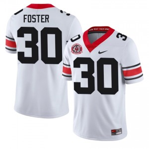 White #30 Terrell Foster Men Embroidery 1980 National Champions 40th Anniversary Jersey | Georgia Bulldogs Moisture Wicking High School Football Edition 37548193