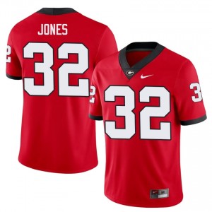 Red #32 Cash Jones Men Embroidery Jersey | UGA Bulldogs Genuine College Football Edition 75697821