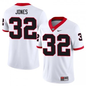 Cash Jones #32 White Men Stitched Jersey | Elite Georgia Bulldogs NCAA Football Gear 89590903