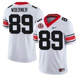 White #89 Charlie Woerner Men Embroidery 1980 National Champions 40th Anniversary Jersey | UGA Bulldogs Limited High School Football Edition 58393172