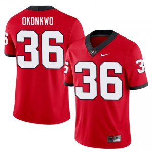 Red #36 Daniel Okonkwo Men Embroidery Jersey | Georgia Bulldogs Authentic College Football Edition 68224462