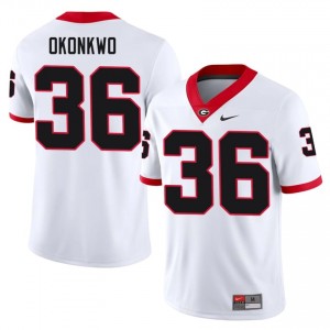 Daniel Okonkwo #36 White Men Stitched Jersey | Limited UGA Bulldogs NCAA Football Gear 84075126