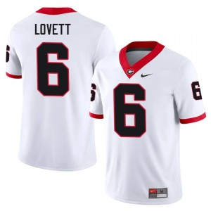 Dominic Lovett #6 White Men Sewn Jersey | Fresh Georgia Bulldogs NCAA Football Gear 63002233