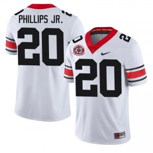 White #20 Dwight Phillips Jr. Men Embroidery 1980 National Champions 40th Anniversary Jersey | UGA Durable High School Football Edition 20143427