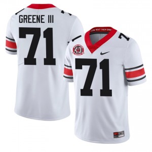 White #71 Earnest Greene III Men Embroidery 1980 National Champions 40th Anniversary Jersey | Georgia Bulldogs Moisture Wicking High School Football Edition 59746811