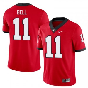 Red #11 Jeremy Bell Men Sewn Jersey | UGA Bulldogs Elite Thread College Football Edition 27471321