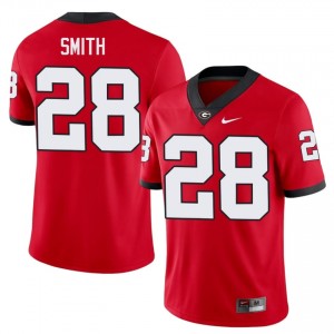 Red #28 Jordan Smith Men Sewn Jersey | Georgia Bulldogs Elite College Football Edition 91038491