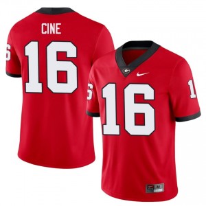 Red #16 Lewis Cine Men Stitched Jersey | UGA Bulldogs Genuine College Football Edition 72060511