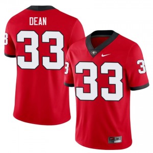 Red #33 PJ Dean Men Stitched Jersey | Georgia Bulldogs Officially Licensed College Football Edition 90080898