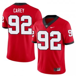 Red #92 Preston Carey Men Stitched Jersey | UGA Classic College Football Edition 60244313