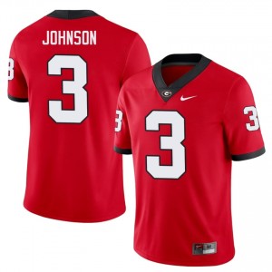 Red #3 Quintavius Johnson Men Stitched Jersey | Georgia Bulldogs Licensed College Football Edition 61384430