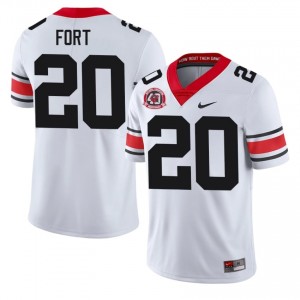White #20 Zech Fort Men Embroidery 1980 National Champions 40th Anniversary Jersey | Georgia Bulldogs Premium High School Football Edition 96444486