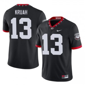 AJ Kruah #13 Black Men Stitched Mascot 100th Anniversary Jersey | Genuine UGA University Football Gear 92083664