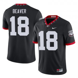 Bryson Beaver #18 Black Men Stitched Mascot 100th Anniversary Jersey | Moisture Wicking UGA University Football Gear 30738352