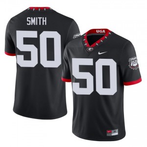 Cortez Smith #50 Black Men Stitched Mascot 100th Anniversary Jersey | Durable UGA Bulldogs University Football Gear 22198660
