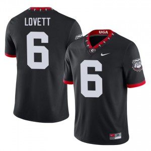 Dominic Lovett #6 Black Men Stitch Mascot 100th Anniversary Jersey | Genuine UGA Bulldogs University Football Gear 41461769