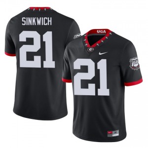 Frank Sinkwich #21 Black Men Embroidery Mascot 100th Anniversary Jersey | Officially Licensed Dawgs University Football Gear 20927892