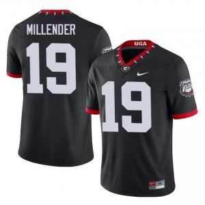Hezekiah Millender #19 Black Men Embroidery Mascot 100th Anniversary Jersey | Gameday Georgia Bulldogs University Football Gear 38755992
