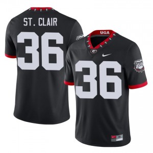 Jackson St. Clair #36 Black Men Sewn Mascot 100th Anniversary Jersey | Durable Georgia University Football Gear 59584828