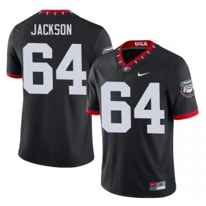 Jahzare Jackson #64 Black Men Embroidery Mascot 100th Anniversary Jersey | Pro Cut Dawgs University Football Gear 32879321