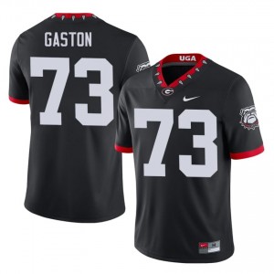 Juan Gaston #73 Black Men Embroidery Mascot 100th Anniversary Jersey | Licensed UGA Bulldogs University Football Gear 55256109