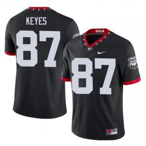 Lincoln Keyes #87 Black Men Embroidery Mascot 100th Anniversary Jersey | Genuine Georgia Bulldogs University Football Gear 77183365