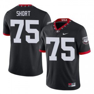 Mason Short #75 Black Men Embroidery Mascot 100th Anniversary Jersey | Fresh Georgia Bulldogs University Football Gear 29316833