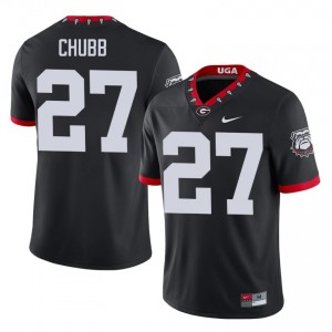 Nick Chubb #27 Black Men Embroidery Mascot 100th Anniversary Jersey | Moisture Wicking UGA Bulldogs University Football Gear 86538719