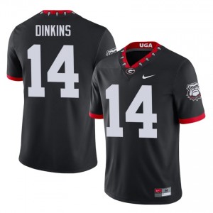 Rasean Dinkins #14 Black Men Stitched Mascot 100th Anniversary Jersey | Pro Cut UGA Bulldogs University Football Gear 98647394