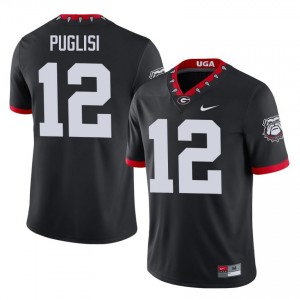 Ryan Puglisi #12 Black Men Stitched Mascot 100th Anniversary Jersey | Essential Georgia Bulldogs University Football Gear 63314744