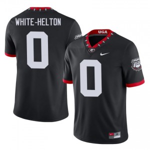 Sacovie White-Helton #0 Black Men Sewn Mascot 100th Anniversary Jersey | Essential UGA University Football Gear 97686941