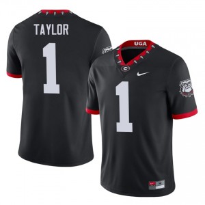 Talyn Taylor #1 Black Men Embroidery Mascot 100th Anniversary Jersey | Pro-Grade UGA Bulldogs University Football Gear 30668688