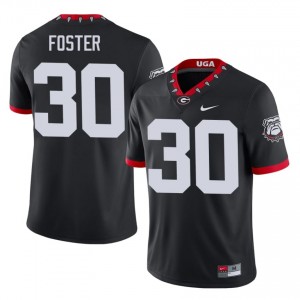 Terrell Foster #30 Black Men Stitched Mascot 100th Anniversary Jersey | Durable UGA Bulldogs University Football Gear 72576203