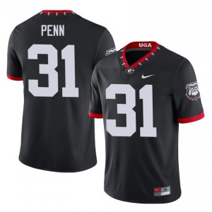 Wade Penn #31 Black Men Embroidery Mascot 100th Anniversary Jersey | Officially Licensed Dawgs University Football Gear 65131179