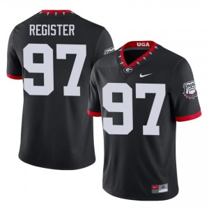 Wade Register #97 Black Men Stitched Mascot 100th Anniversary Jersey | Officially Licensed UGA Bulldogs University Football Gear 22872248