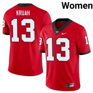 Georgia AJ Kruah #13 Red Women College Jersey | Elite Sewn Football Uniform 26949603