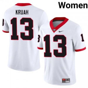White #13 AJ Kruah Women Embroidery Jersey | Dawgs Licensed NCAA Football Edition 41194797