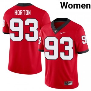 UGA Bulldogs Carter Horton #93 Red Women College Jersey | Pro Cut Stitched Football Uniform 75204689