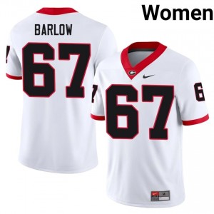 White #67 Clinton Barlow Women Stitch Jersey | Georgia Bulldogs Officially Licensed NCAA Football Edition 11844854