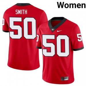 UGA Cortez Smith #50 Red Women College Jersey | Iconic Embroidery Football Uniform 48285244