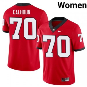 Georgia Bulldogs Daniel Calhoun #70 Red Women College Jersey | Moisture Wicking Stitched Football Uniform 15762216